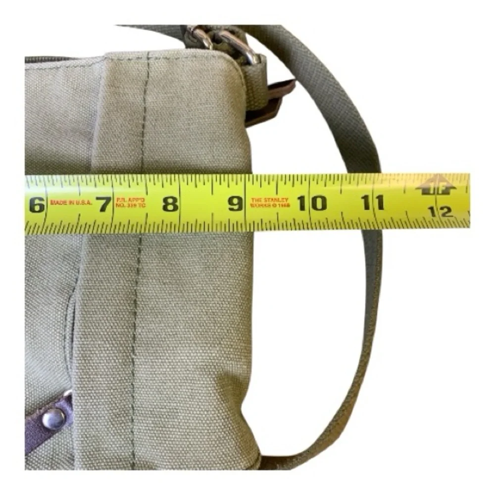 Berchirly Unisex Canvas Faux Leather Crossbody Bag Olive Army Green Shoulder Bag